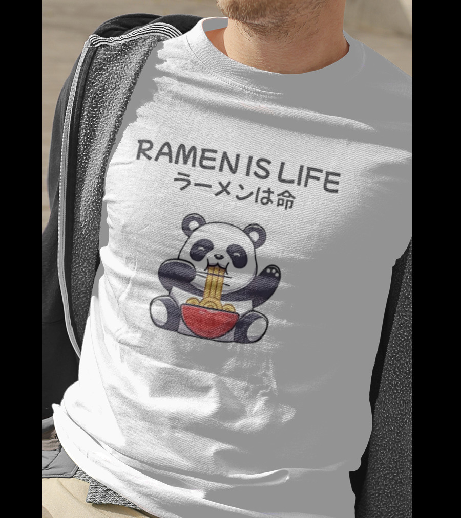 RAMEN IS LIFE Panda Eating Noodles T-Shirt
