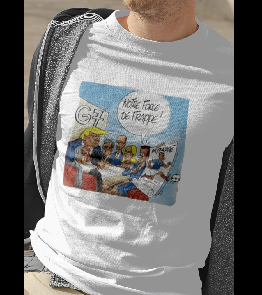 G7 Notre Force De Frappe Mbappe Cartoon Conference Scene T-Shirt