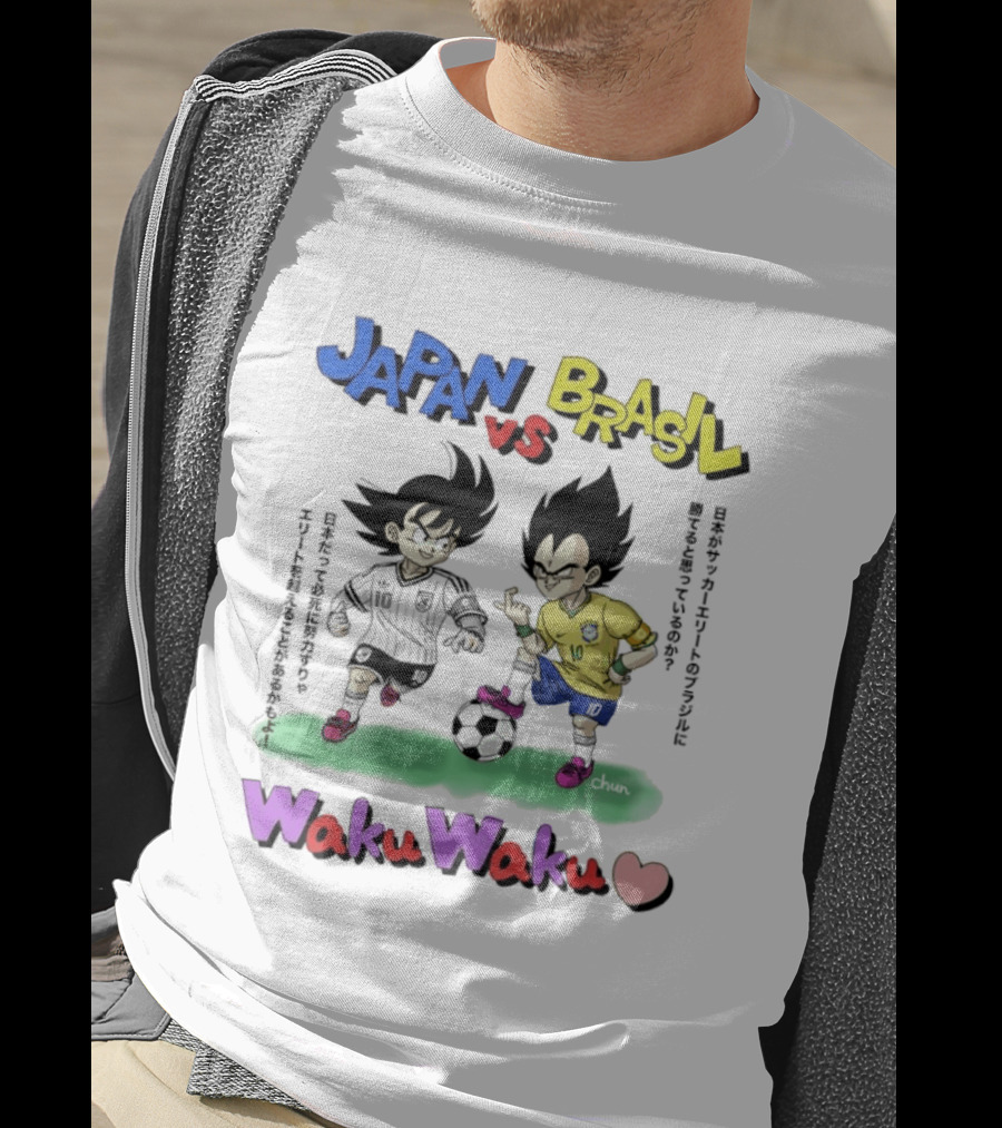 Japan Vs Brasil Goku Vegeta National Teams Waku Waku Soccer Match T-Shirt