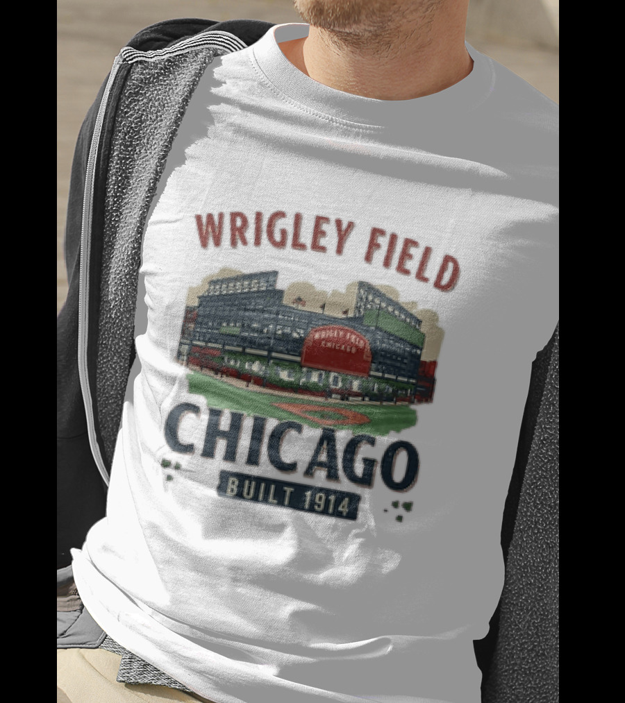 Wrigley Field Chicago Built 1914 Vintage Baseball Stadium Architecture T-Shirt