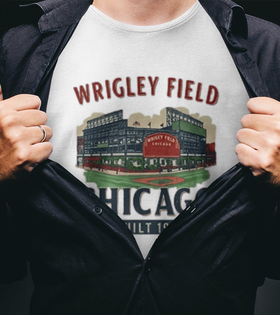 Wrigley Field Chicago Built 1914 Vintage Baseball Stadium Architecture T-Shirt