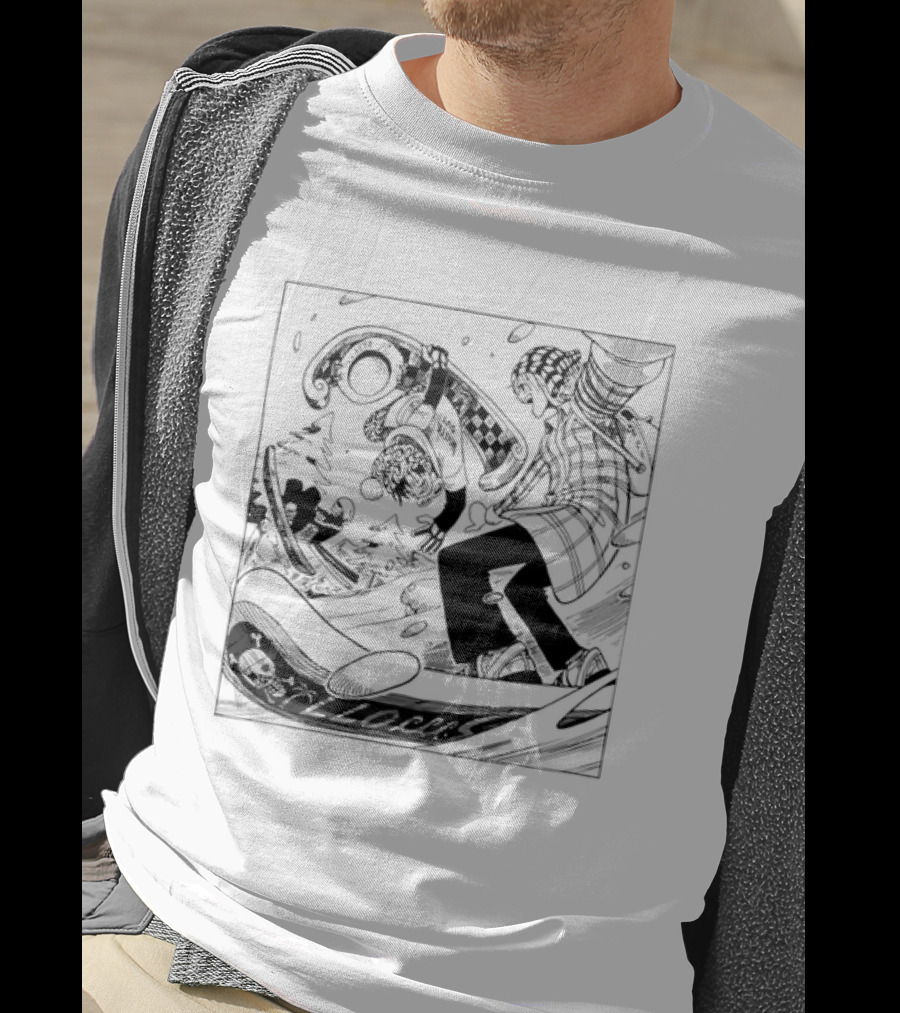 Snowboarding One Piece Crew Manga Style Action White Out Winter Scene T-Shirt