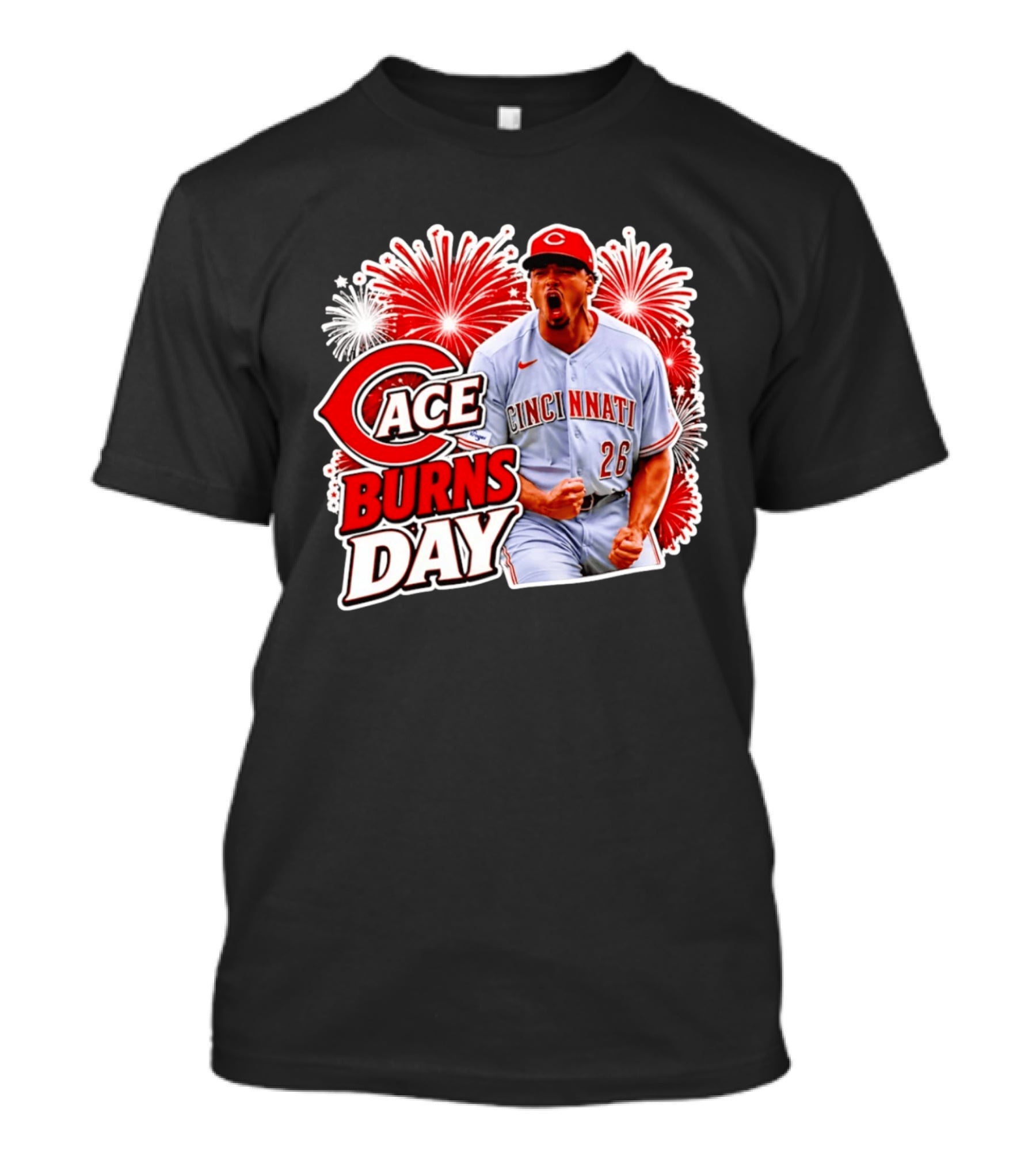 Cincinnati Reds Ace Burns Day Celebration With Fireworks T-Shirt