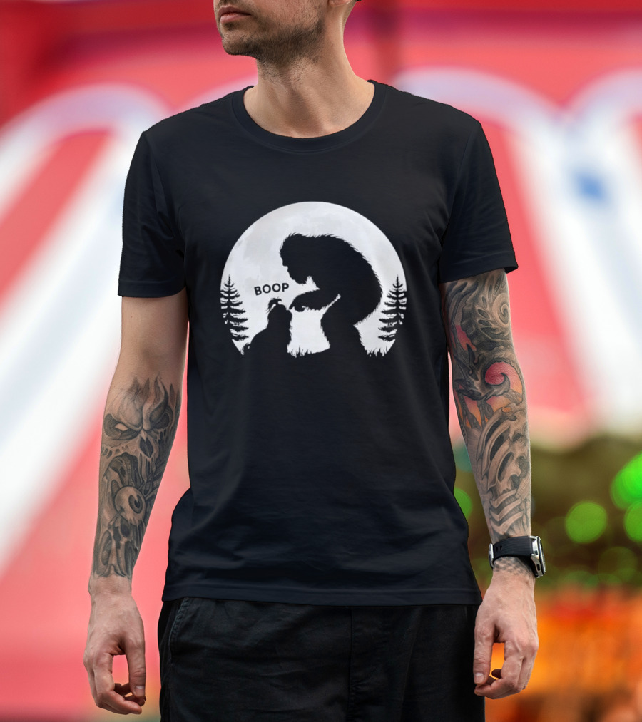 Bigfoot Boop Shih Tzu Moon Silhouette Forest Scene T-Shirt