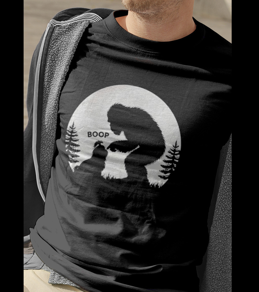 Bigfoot Boop Shih Tzu Moon Silhouette Forest Scene T-Shirt