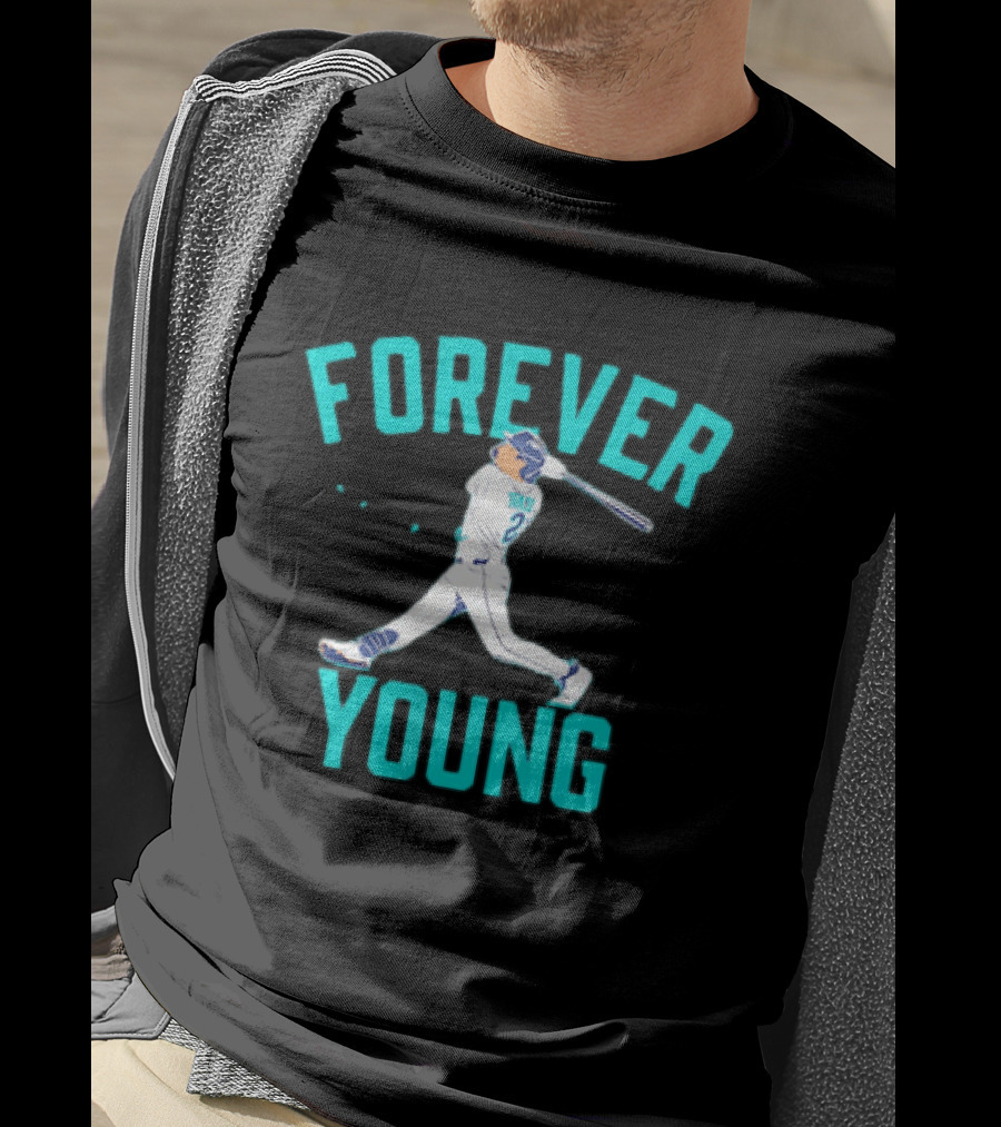 Forever Young Seattle Mariners Cole Young Swinging Baseball T-Shirt