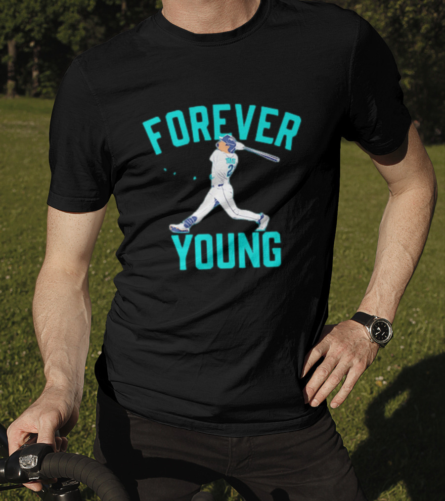 Forever Young Seattle Mariners Cole Young Swinging Baseball T-Shirt