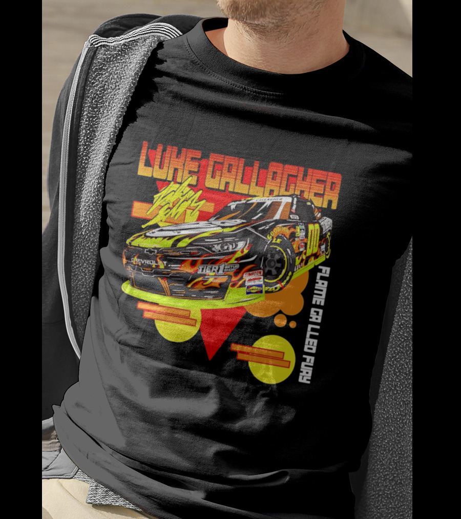 Luke Gallagher Flame Grilled Fury Tier 1 Racing 00 Car T-Shirt
