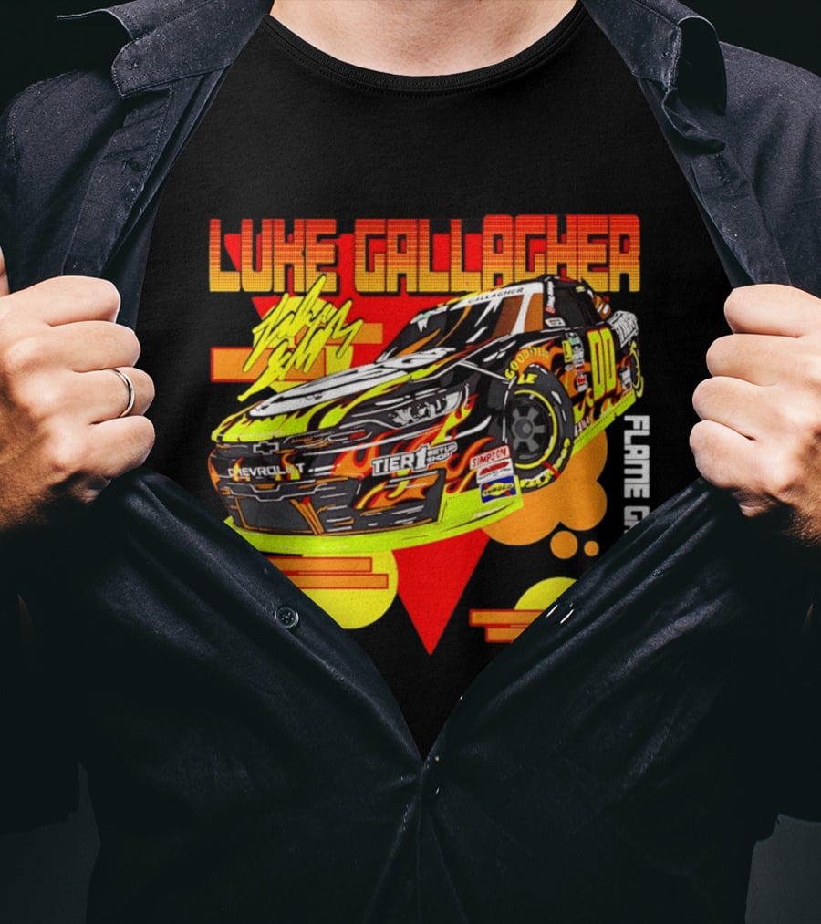 Luke Gallagher Flame Grilled Fury Tier 1 Racing 00 Car T-Shirt