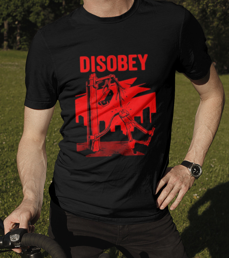 DISOBEY Surveillance Camera Wire Cutting Protest Stencil T-Shirt