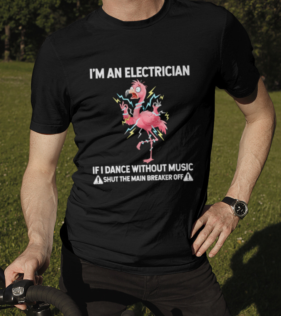 Flamingo I'm An Electrician Shut The Main Breaker Off If I Dance Without Music T-Shirt