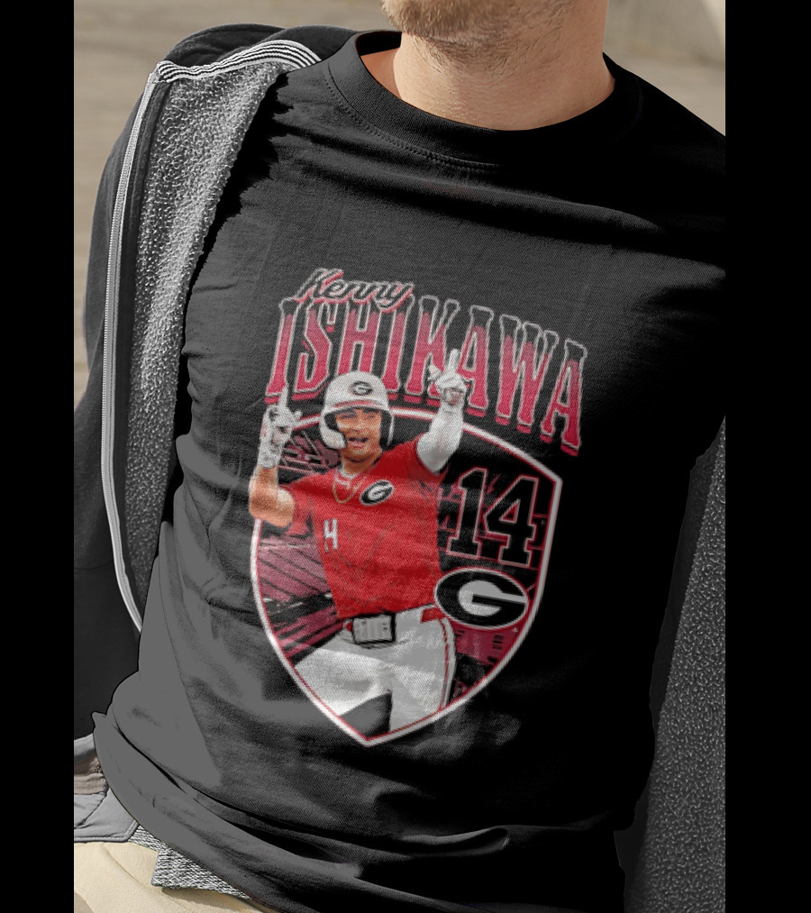 Kenny Ishikawa Georgia Bulldogs 14 Action Pose T-Shirt