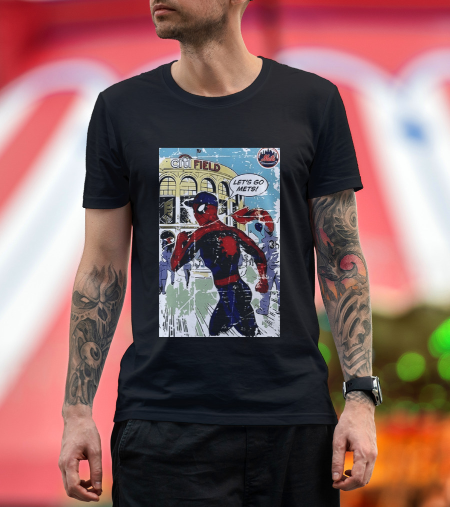 Citi Field New York Mets Spider Man Let's Go Mets 2026 T-Shirt