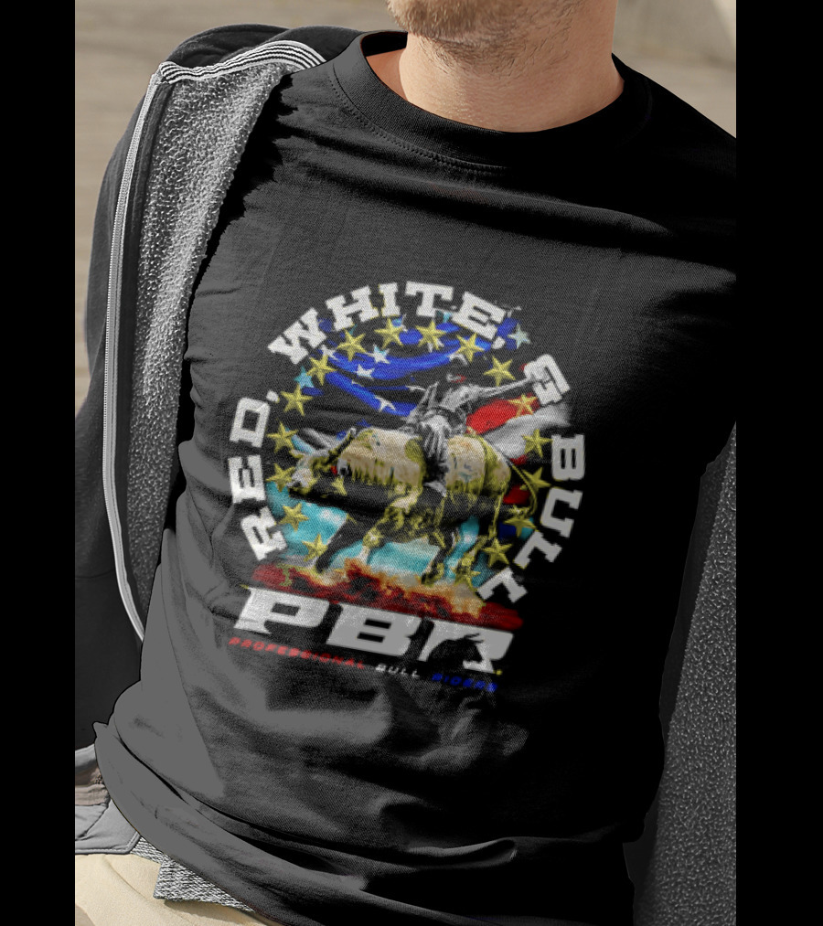 PBR Professional Bull Riders Red White And Bull Stars And Stripes T-Shirt
