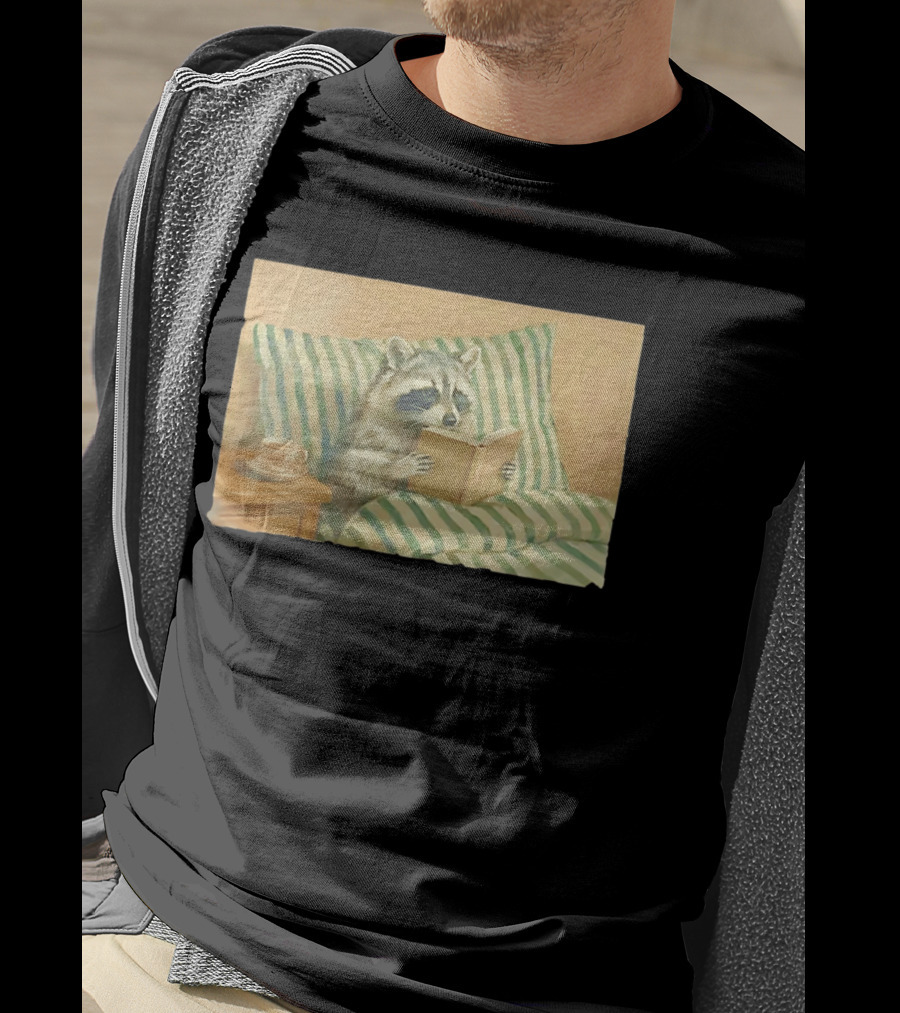 Probably Reading Trash Raccoon Bookworm Cozy T-Shirt