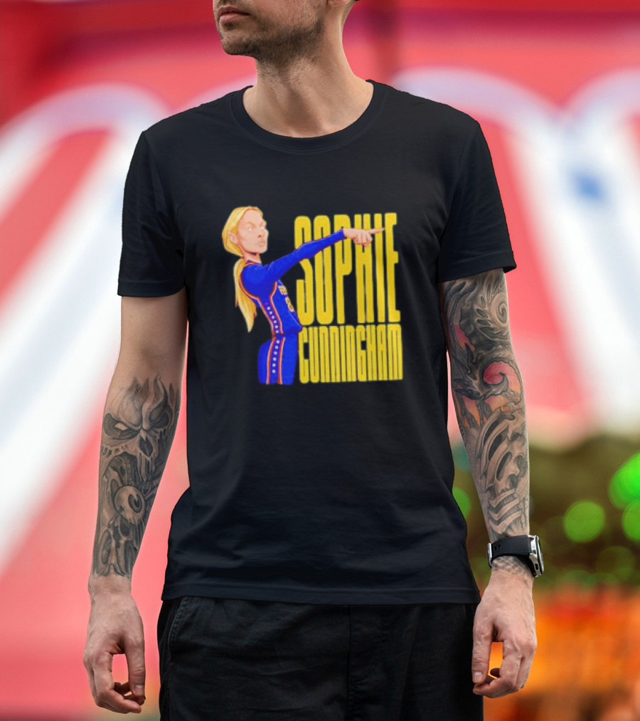 Sophie Cunningham Cartoon Indiana Fever Pointing T-Shirt