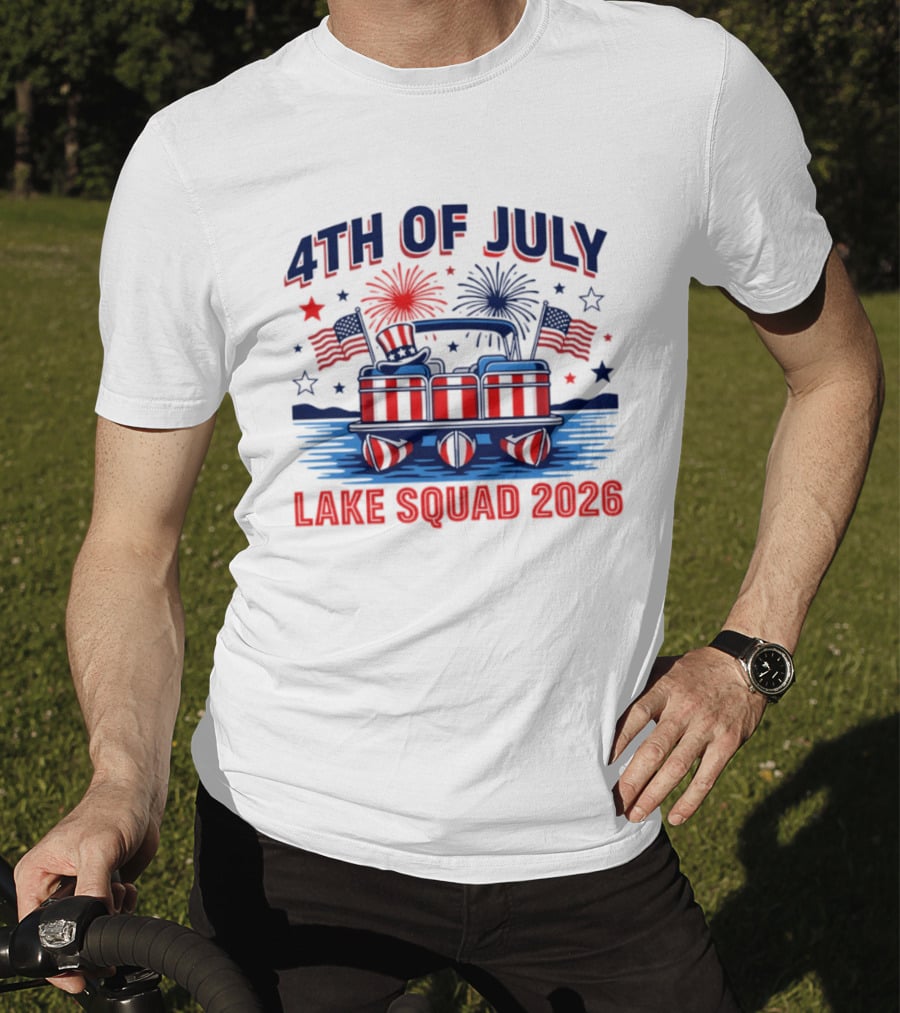 4th Of July Lake Squad 2026 Patriotic Pontoon Boat T-Shirt