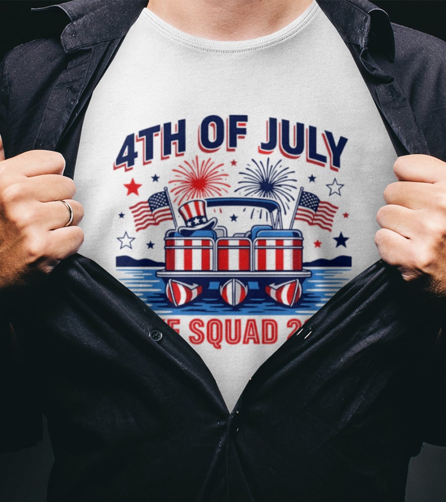 4th Of July Lake Squad 2026 Patriotic Pontoon Boat T-Shirt
