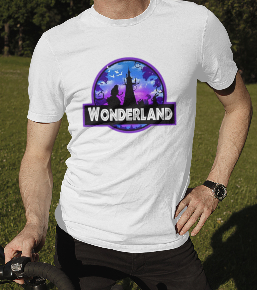 Alice Cheshire Cat White Rabbit Wonderland Disney Fantasy Adventure Movie T-Shirt