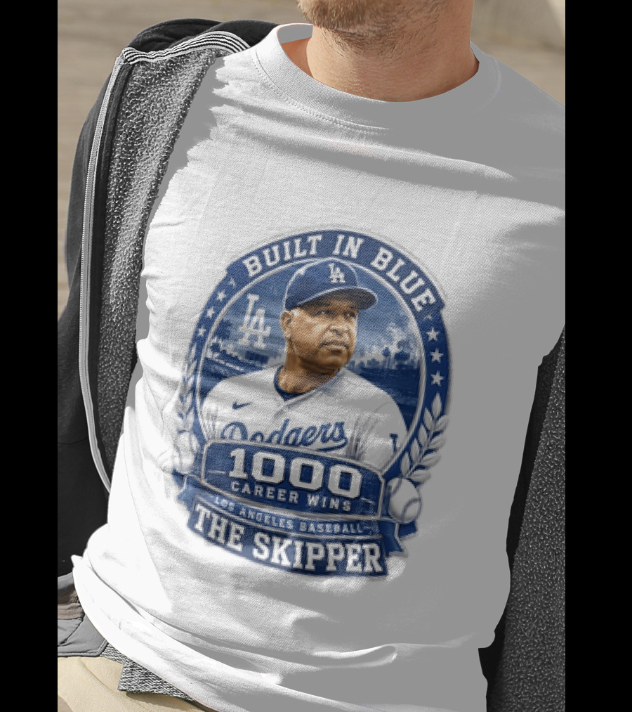 Built In Blue Los Angeles Dodgers Dave Roberts 1000 Career Wins The Skipper T-Shirt