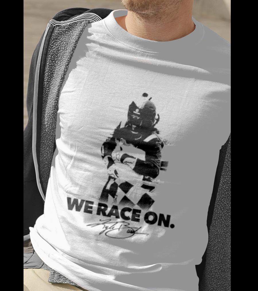 Kyle Busch We Race On NASCAR Motorsports Driver Autograph Checkered Flag T-Shirt