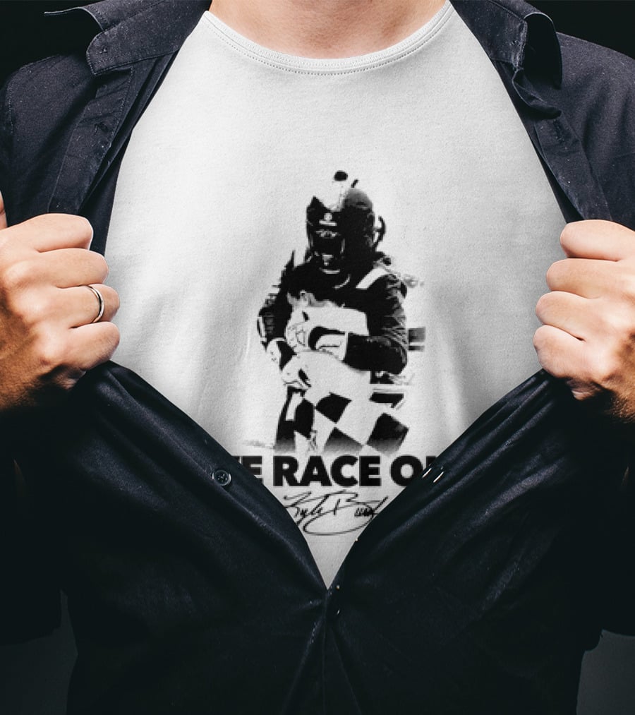 Kyle Busch We Race On NASCAR Motorsports Driver Autograph Checkered Flag T-Shirt