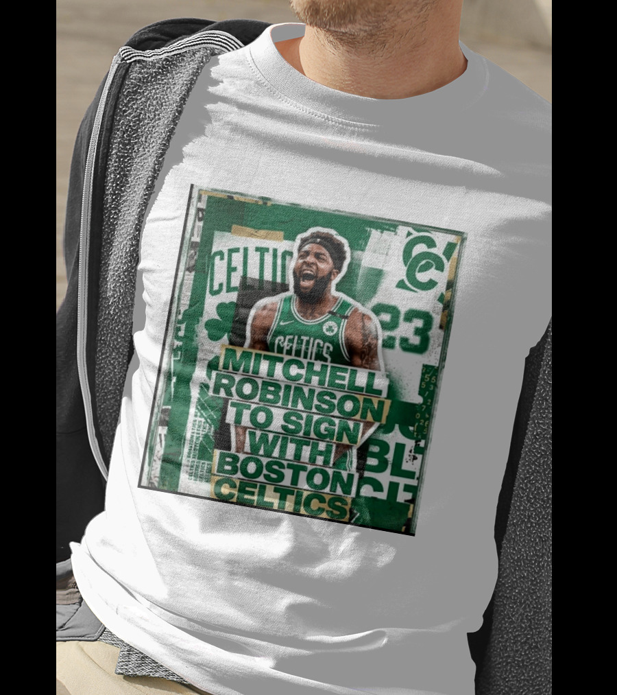 Mitchell Robinson Boston Celtics Signing Announcement Celtics Basketball Sports News T-Shirt