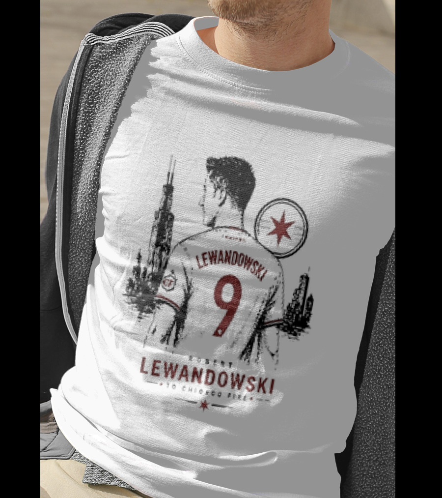 Robert Lewandowski Number 9 Chicago Fire Soccer Transfer T-Shirt