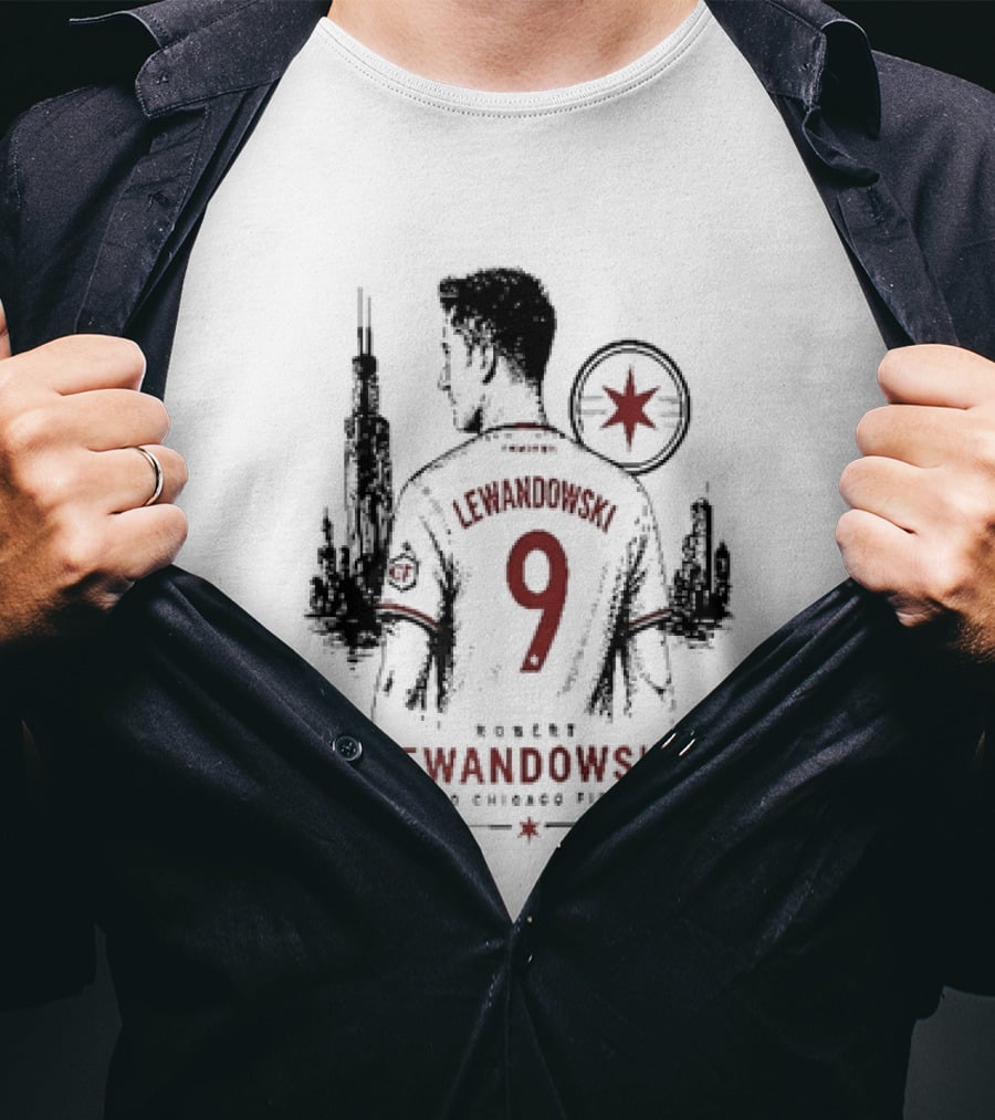 Robert Lewandowski Number 9 Chicago Fire Soccer Transfer T-Shirt