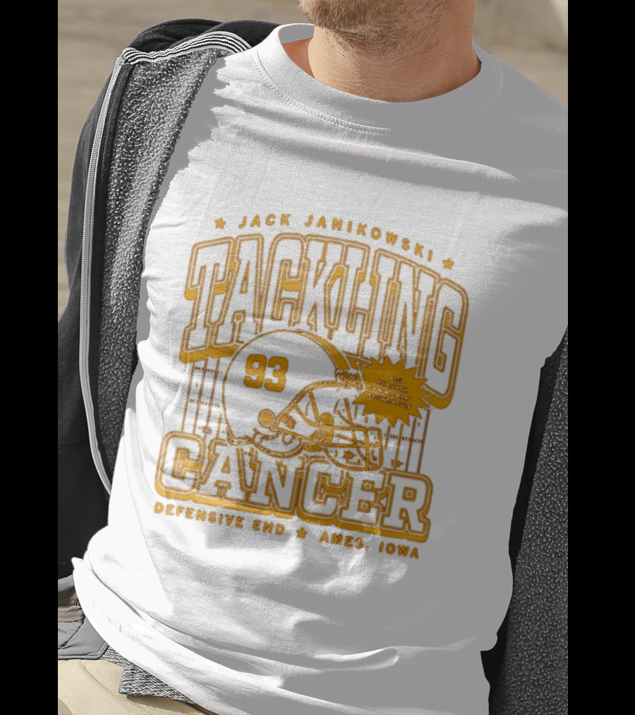 Jack Janikowski Tackling Cancer Defensive End 93 Ames Iowa Schmidt Foundation T-Shirt