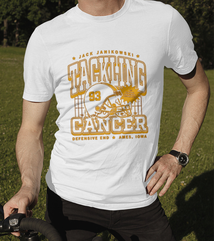 Jack Janikowski Tackling Cancer Defensive End 93 Ames Iowa Schmidt Foundation T-Shirt