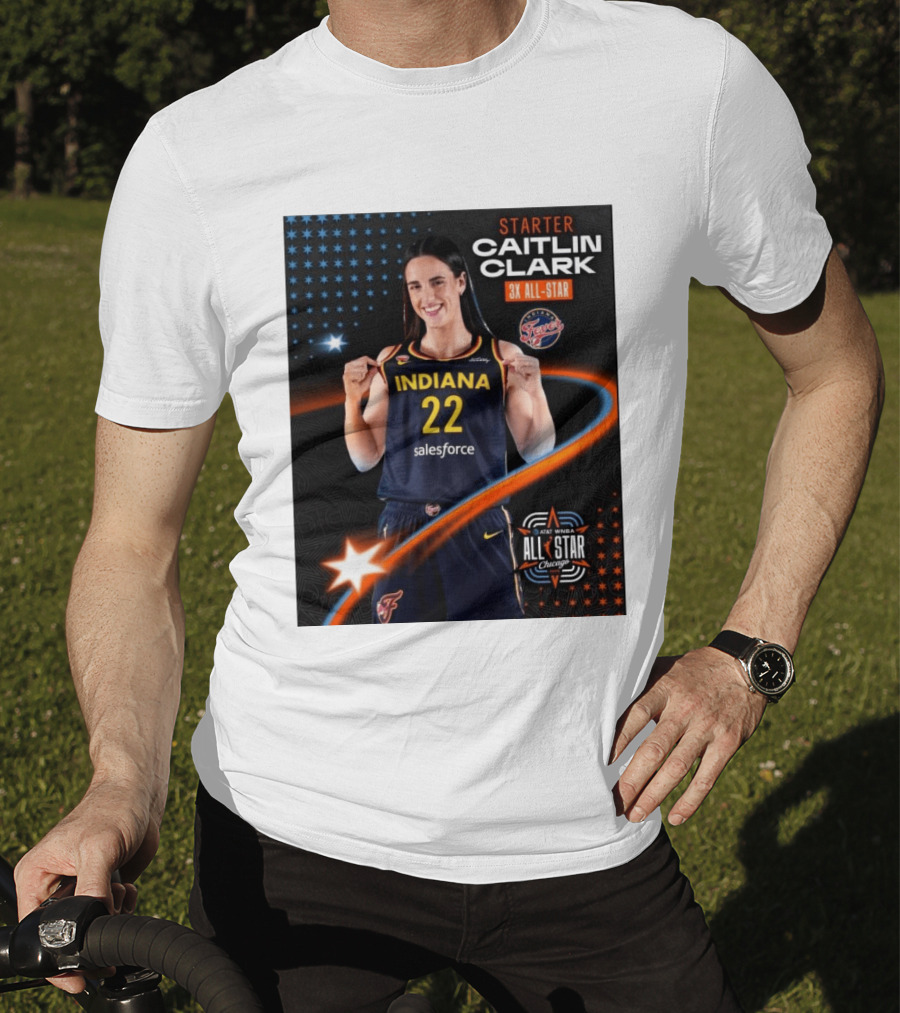 Starter Caitlin Clark Indiana 3X All Star Fever AT&T WNBA All Star Chicago T-Shirt