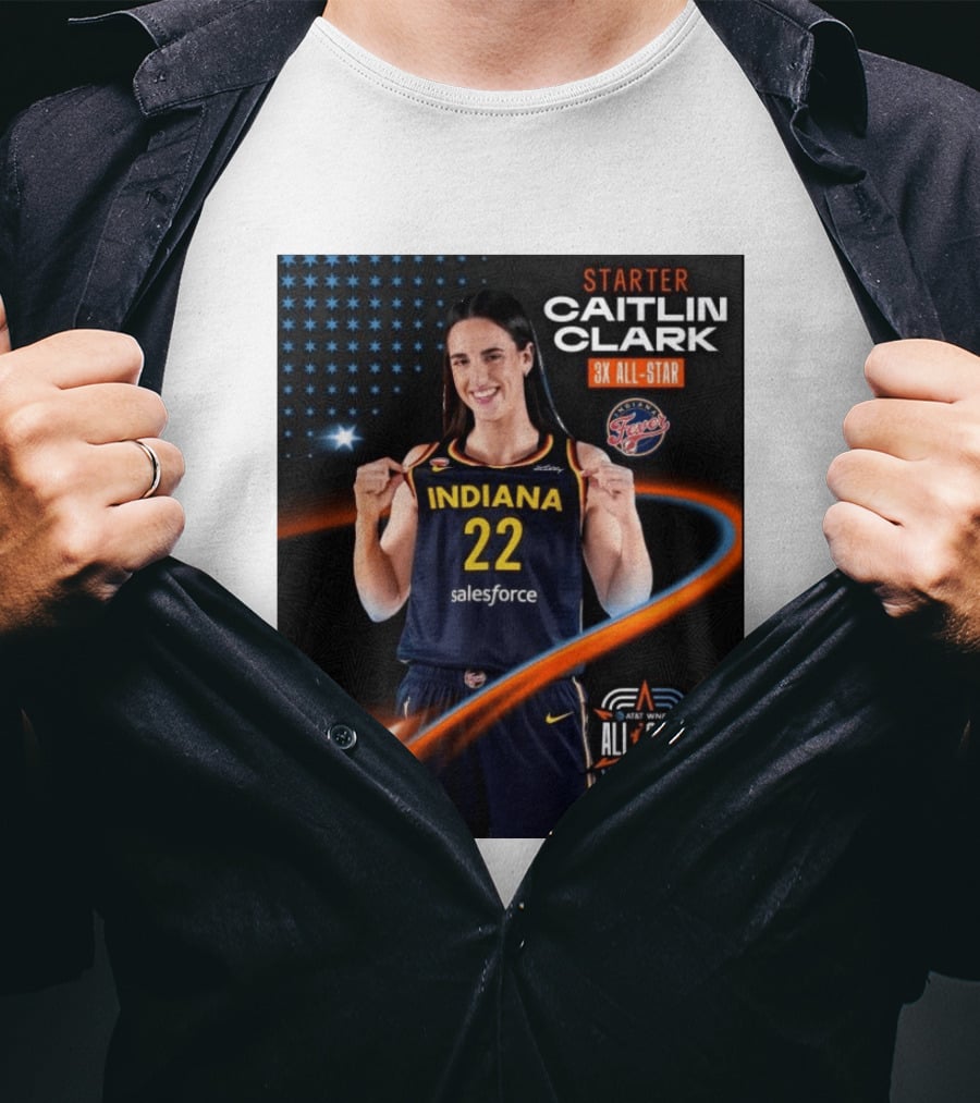Starter Caitlin Clark Indiana 3X All Star Fever AT&T WNBA All Star Chicago T-Shirt