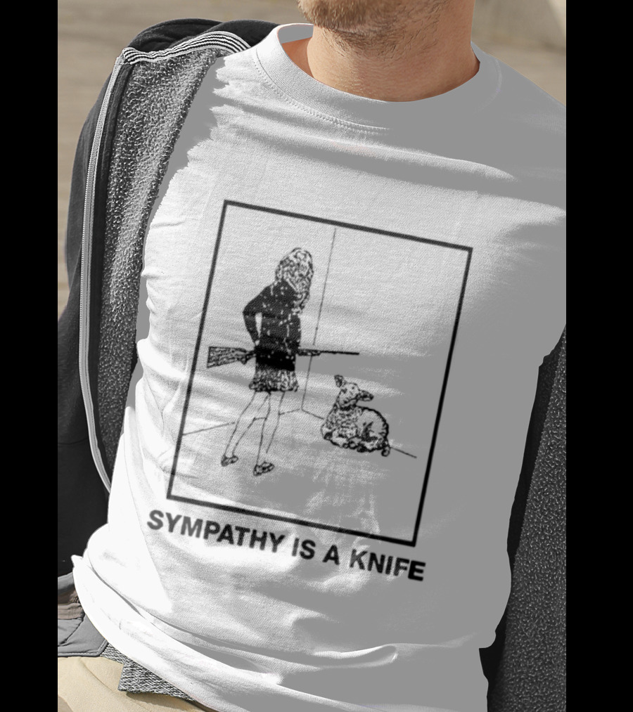Sympathy Is A Knife Dark Silhouette Holding Object Next To Seated Figure T-Shirt
