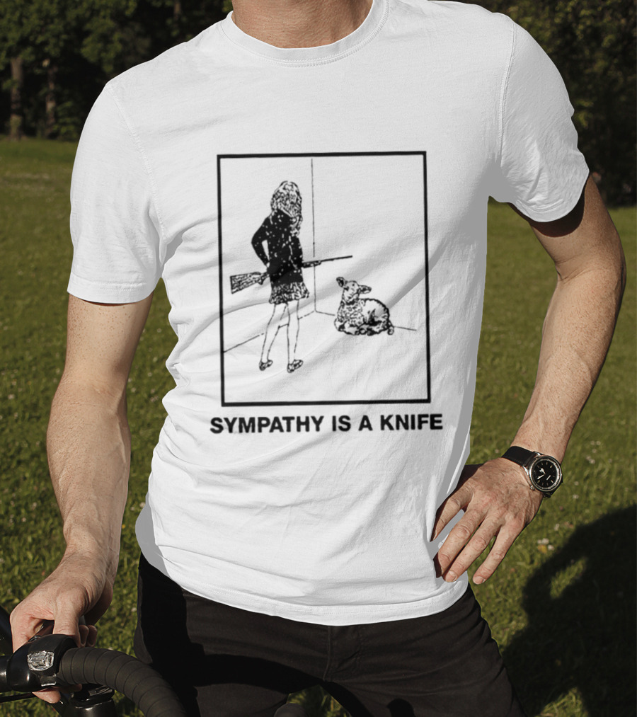 Sympathy Is A Knife Dark Silhouette Holding Object Next To Seated Figure T-Shirt