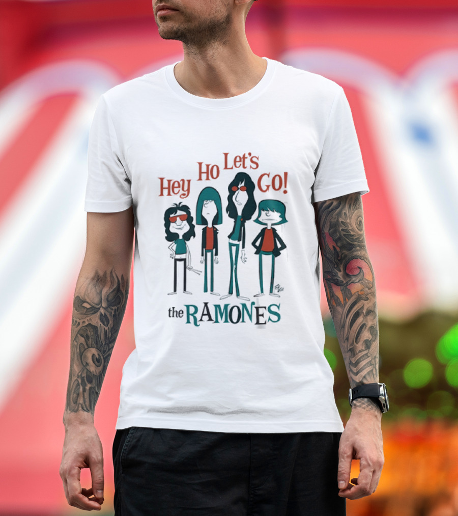 The Ramones Hey Ho Let's Go Cartoon Band Members T-Shirt
