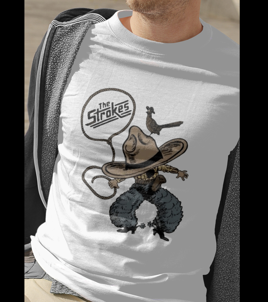 The Strokes Cowboy Roadrunner Western Lasso Band Music T-Shirt