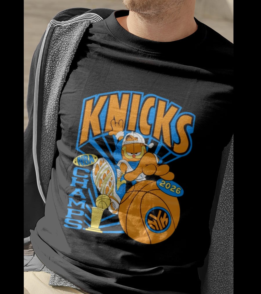 Knicks NBA Champs 2026 Orange Cat Basketball T-Shirt