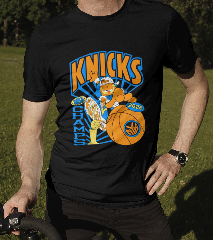 Knicks NBA Champs 2026 Orange Cat Basketball T-Shirt