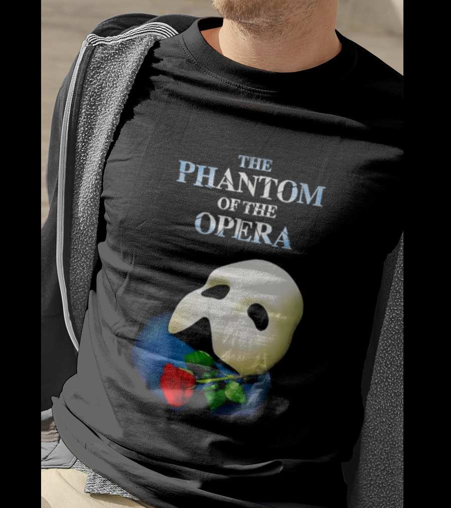 The Phantom Of The Opera Mask With Red Rose T-Shirt