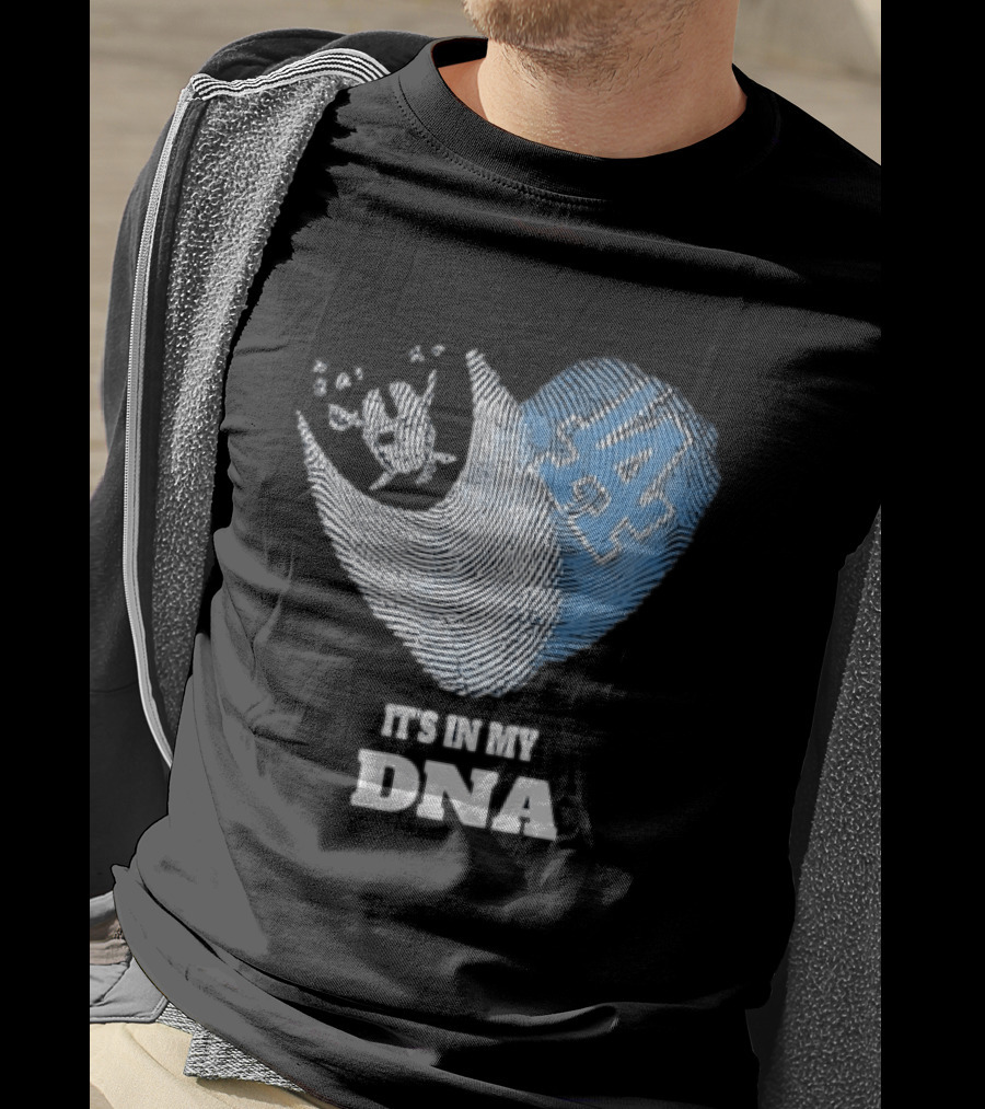 Los Angeles Raiders Dodgers Fingerprint Heart It's In My DNA T-Shirt