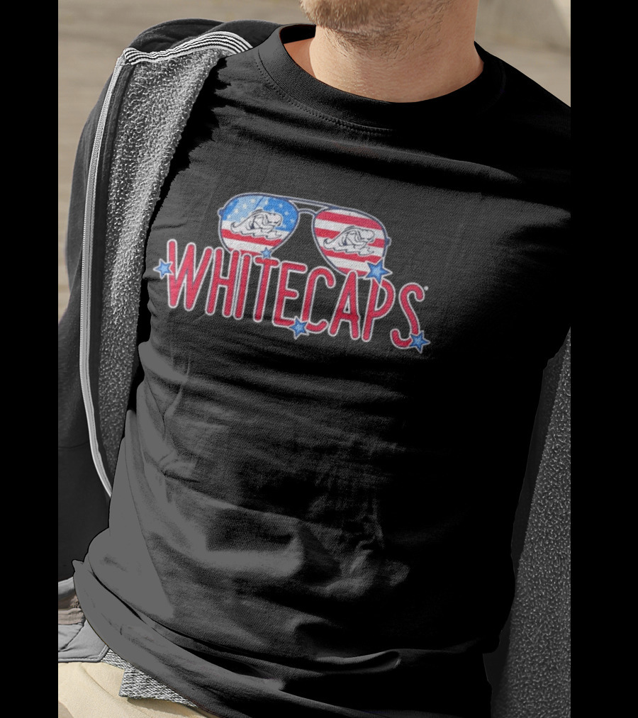 West Michigan Whitecaps American Flag Sunglasses Stars T-Shirt