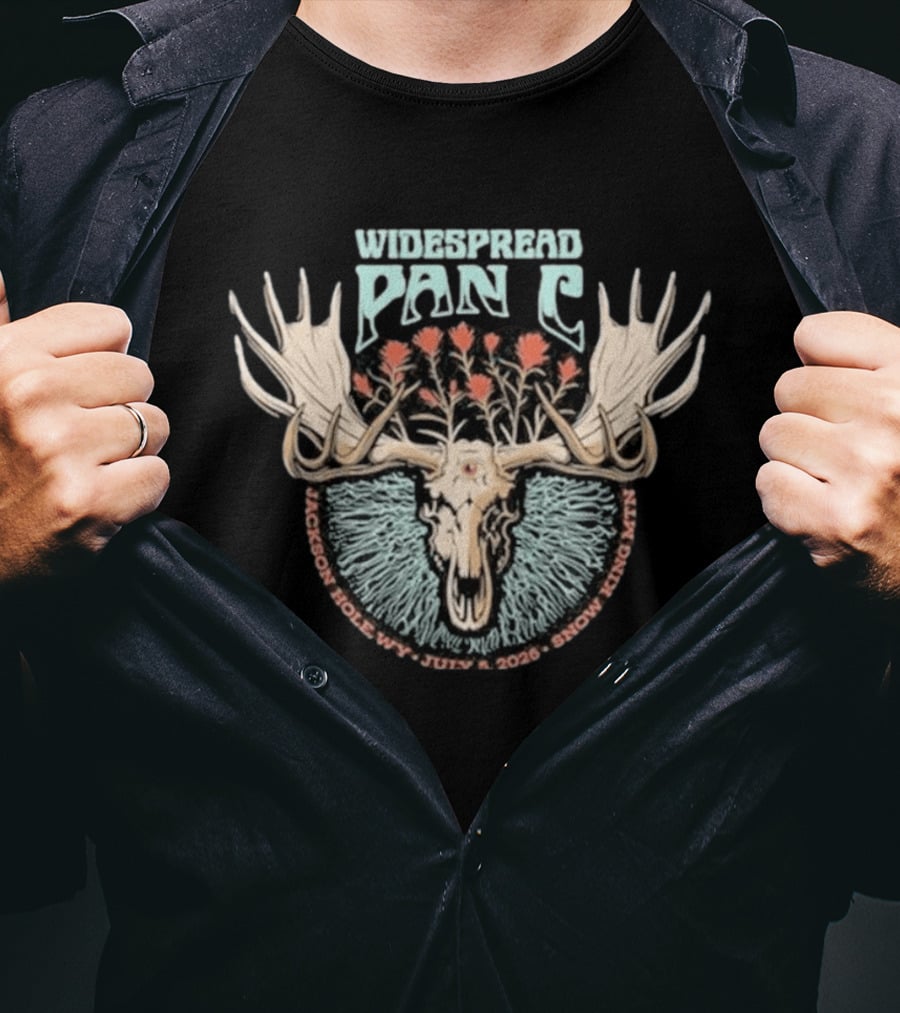 Widespread Panic Jackson Hole WY Tour July 5 2026 Snow King MTN Moose Antlers T-Shirt