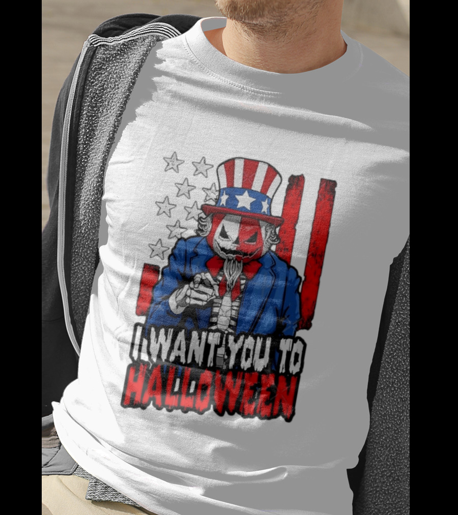 USA Patriotic Zombie Uncle Sam Pumpkin I Want You To Halloween T-Shirt