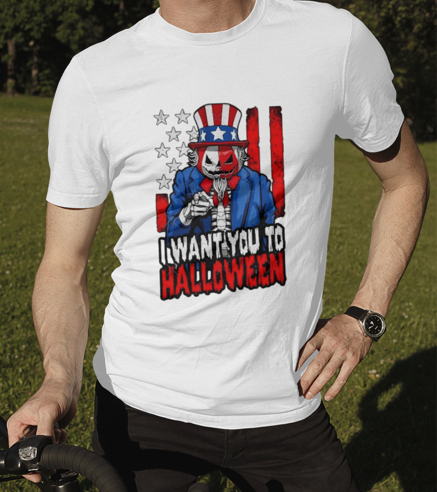 USA Patriotic Zombie Uncle Sam Pumpkin I Want You To Halloween T-Shirt