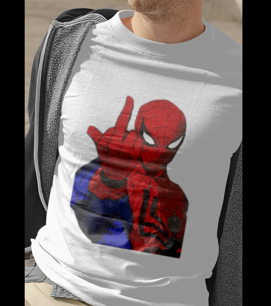 Spider Man Middle Finger Gesture Iconic Superhero Attitude T-Shirt