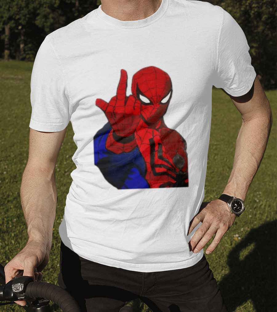 Spider Man Middle Finger Gesture Iconic Superhero Attitude T-Shirt