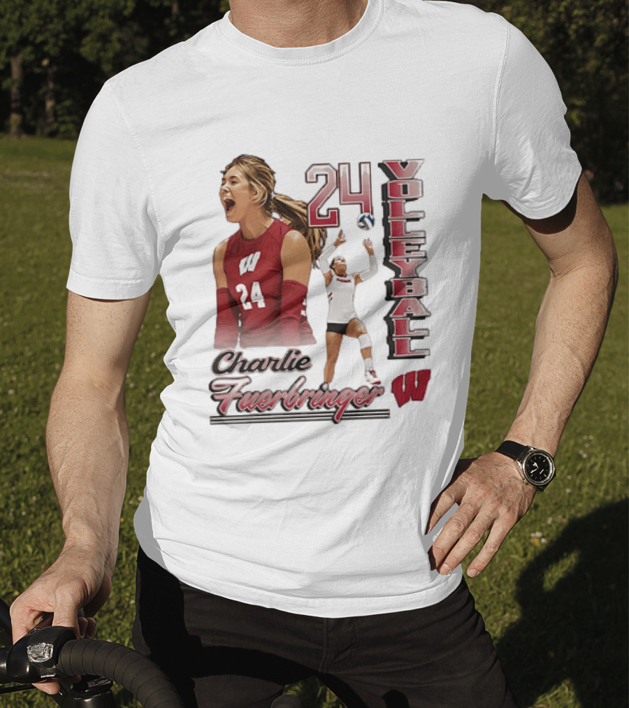 Wisconsin Badgers Charlie Fuerbringer Volleyball Number 24 T-Shirt