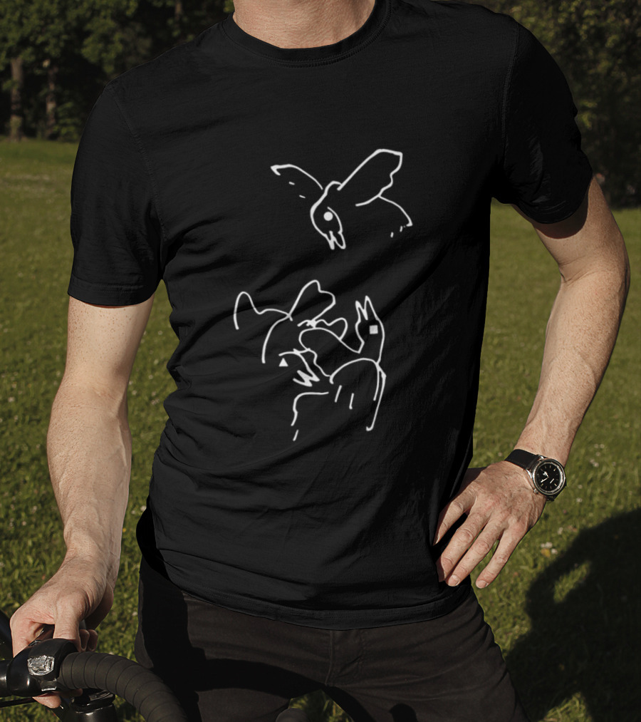 Square Triangle Bird Flying Black Minimalist Line T-Shirt