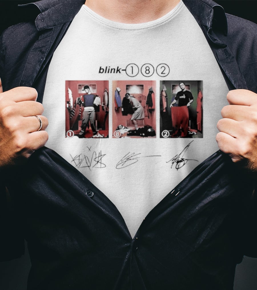 Blink 182 Trio Album Art With Autographs T-Shirt